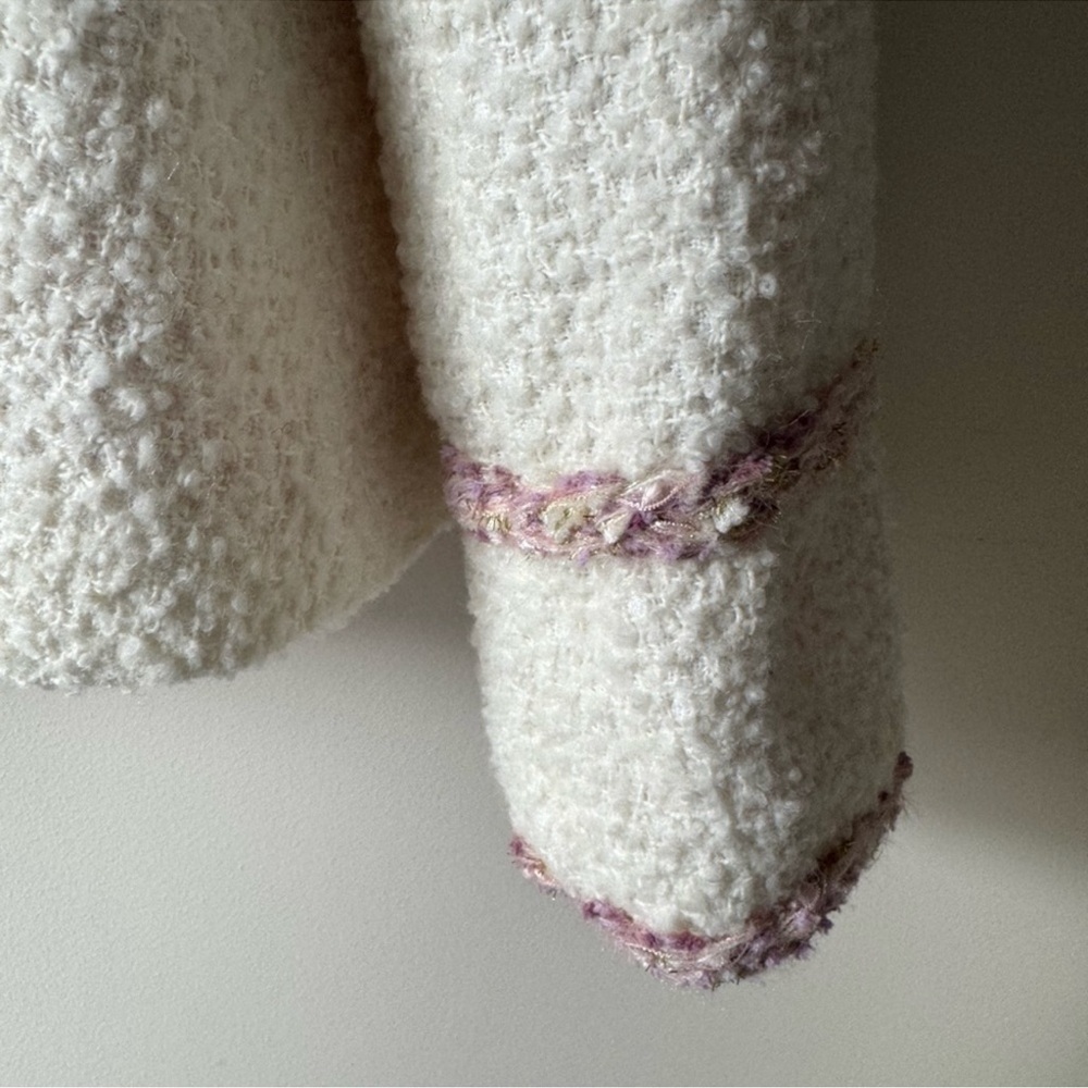 Celine White Tweed Jacket with Purple/Pink Accents - Picture 8 of 10